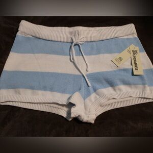 No Boundaries Blue and White Striped Knit Lounge Shorts